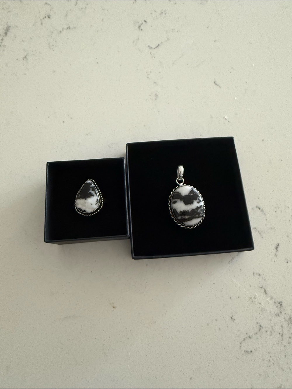 White Buffalo Pendant and Ring Set